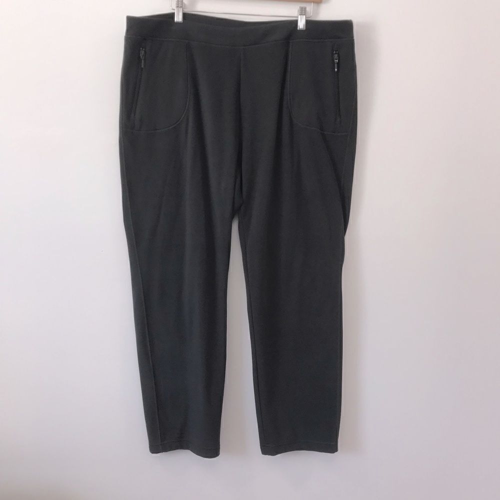 Chico’s Weekends Womens Fleece Pull On Pants Size XL Black Casual Comfort Travel